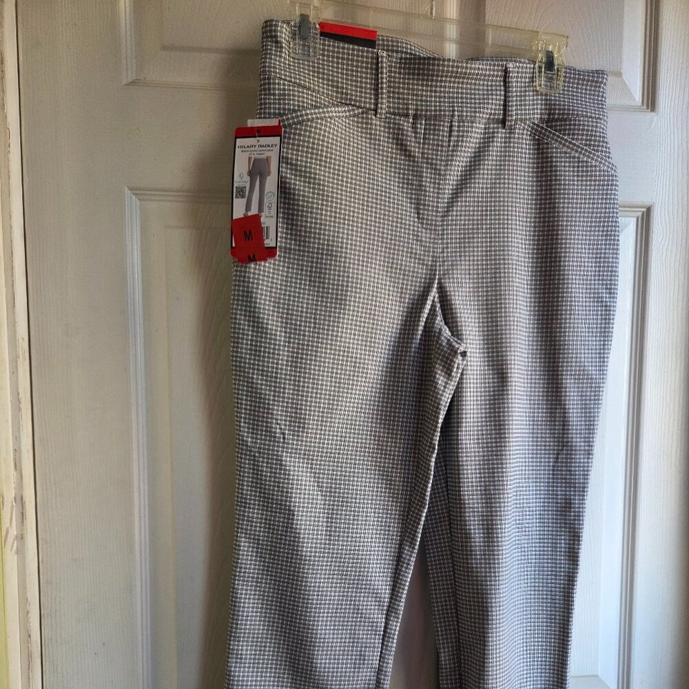 Share HILARY RADLEY Sze M New w/Tag Checked Pants Mid Rise Tummy Control Slim Le